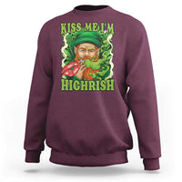 Funny St Patrick's Day Cannabis Weed Sweatshirt Kiss Me I'm Highrish Leprechaun