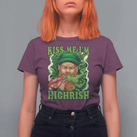 Funny St Patrick's Day Cannabis Weed T Shirt For Women Kiss Me I'm Highrish Leprechaun