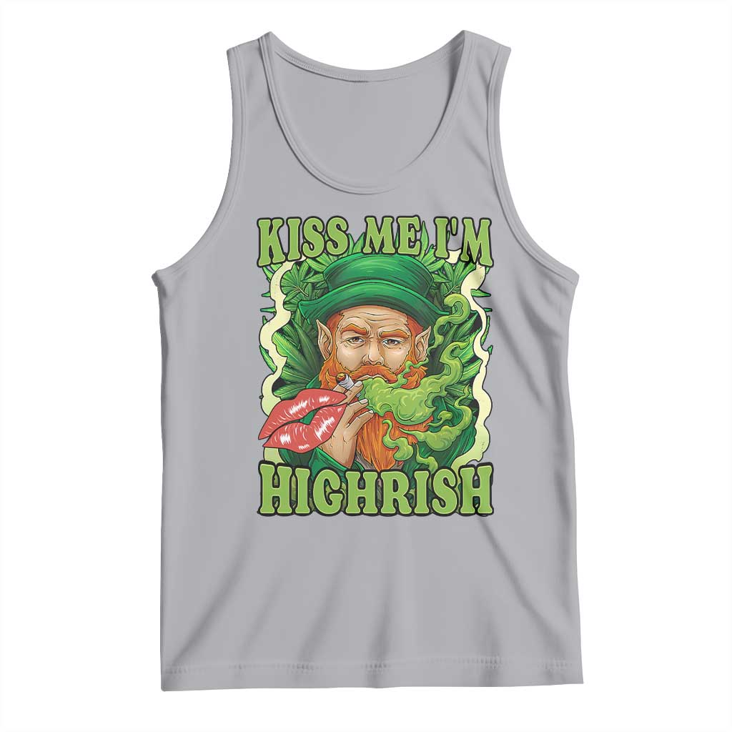 Funny St Patrick's Day Cannabis Weed Tank Top Kiss Me I'm Highrish Leprechaun