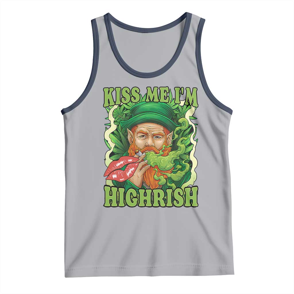 Funny St Patrick's Day Cannabis Weed Tank Top Kiss Me I'm Highrish Leprechaun