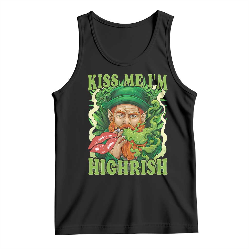 Funny St Patrick's Day Cannabis Weed Tank Top Kiss Me I'm Highrish Leprechaun