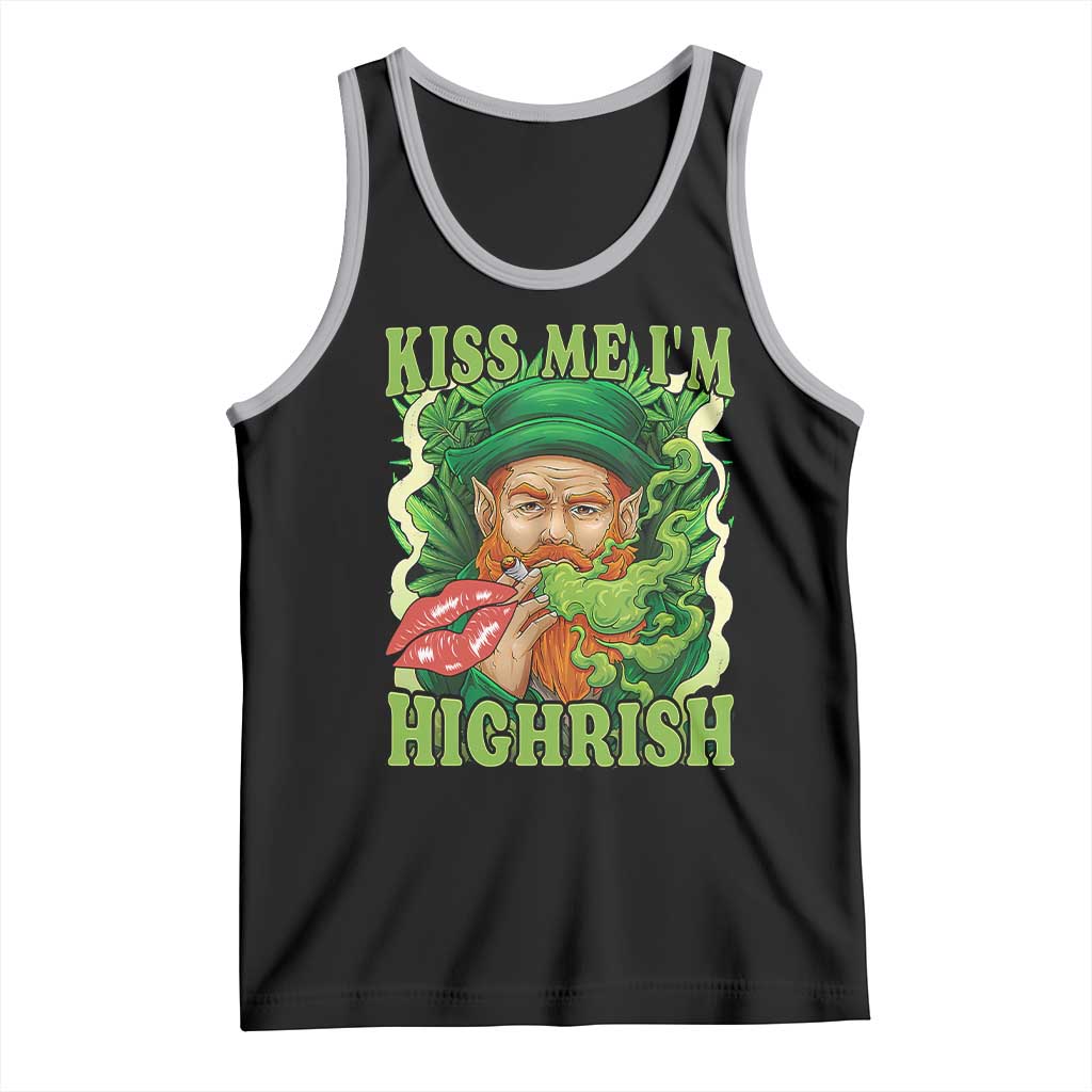 Funny St Patrick's Day Cannabis Weed Tank Top Kiss Me I'm Highrish Leprechaun