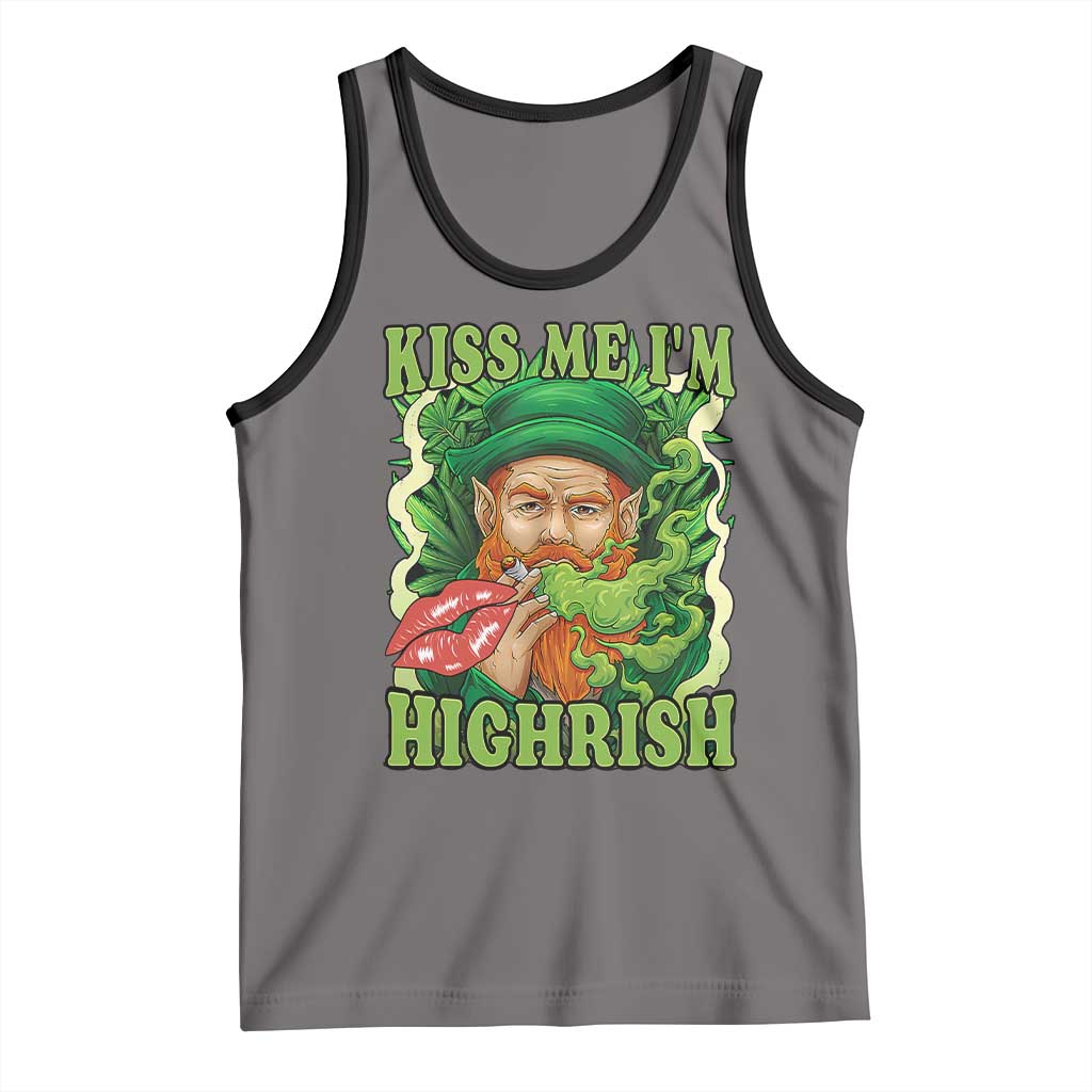 Funny St Patrick's Day Cannabis Weed Tank Top Kiss Me I'm Highrish Leprechaun