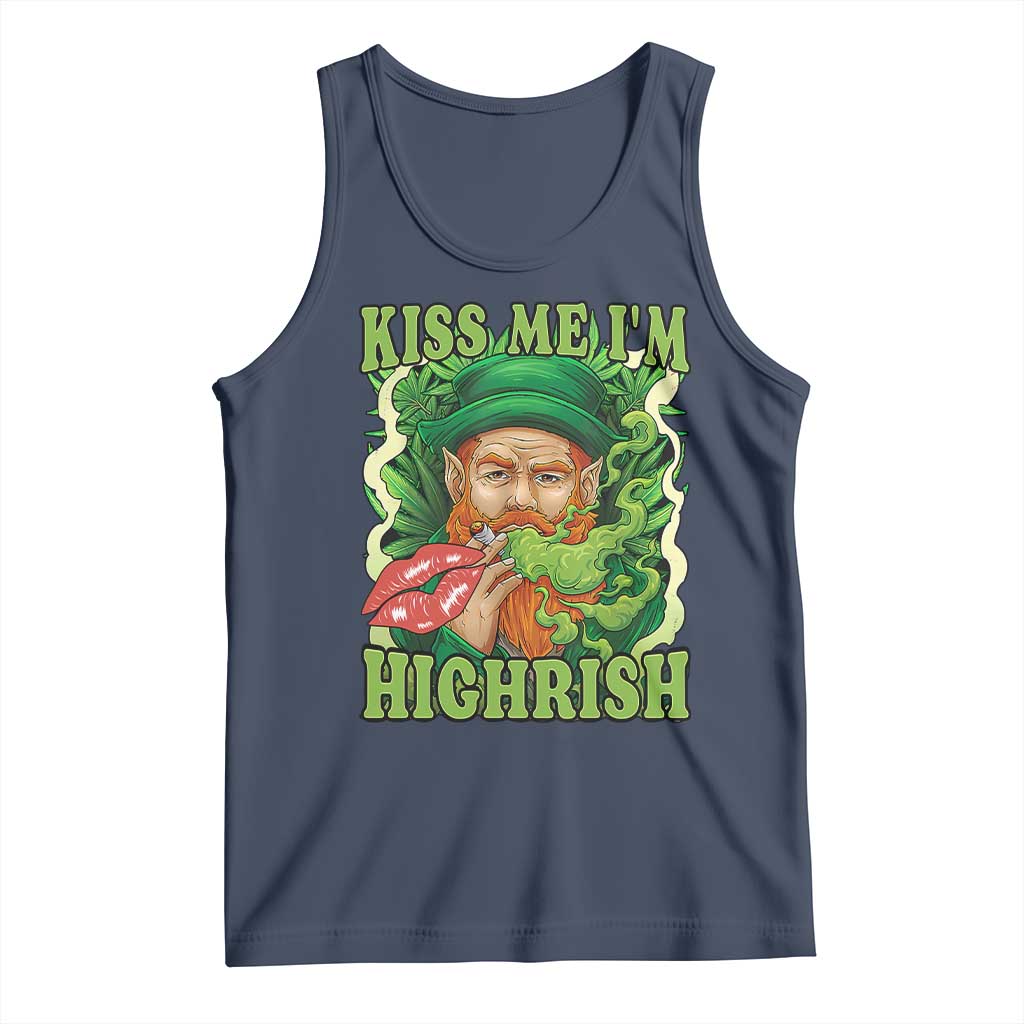 Funny St Patrick's Day Cannabis Weed Tank Top Kiss Me I'm Highrish Leprechaun