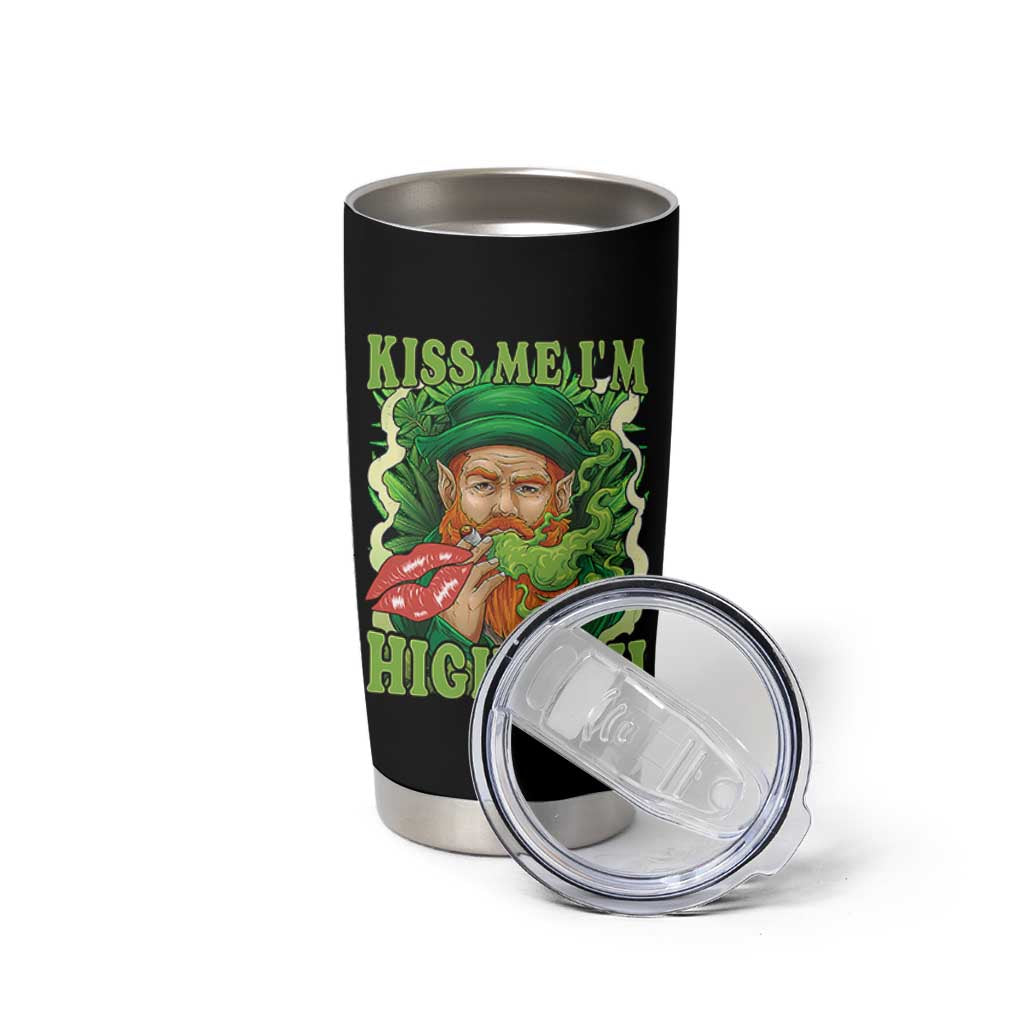 Funny St Patrick's Day Cannabis Weed Tumbler Cup Kiss Me I'm Highrish Leprechaun
