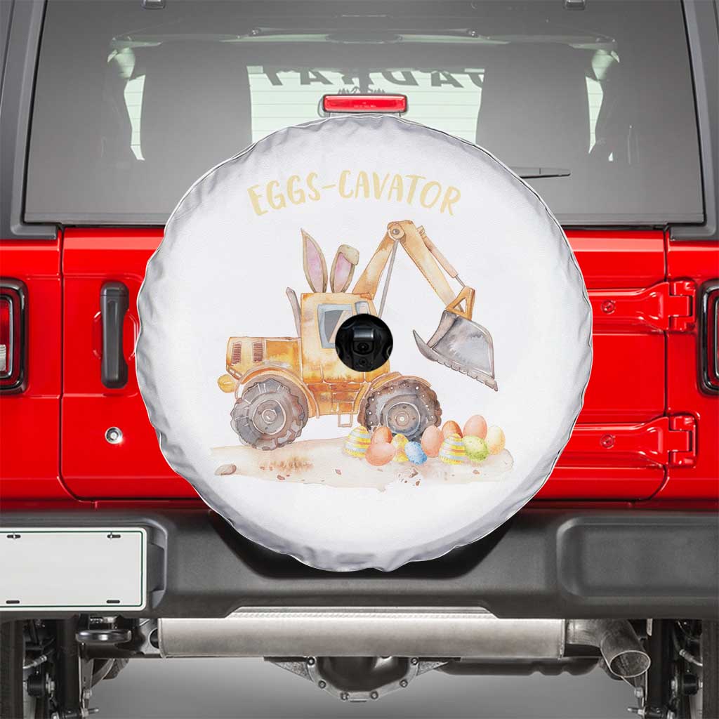 Funny Easter Day Excavator Spare Tire Cover Eggs-Cavator Bunny Construction Trucks