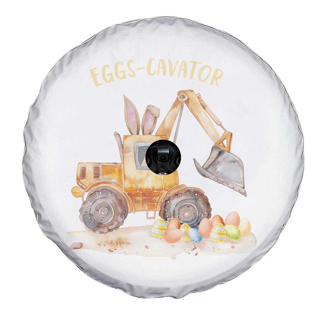 Funny Easter Day Excavator Spare Tire Cover Eggs-Cavator Bunny Construction Trucks