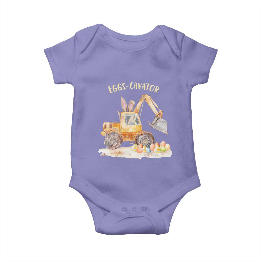 Funny Easter Day Excavator Baby Onesie Eggs-Cavator Bunny Construction Trucks