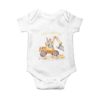 Funny Easter Day Excavator Baby Onesie Eggs-Cavator Bunny Construction Trucks