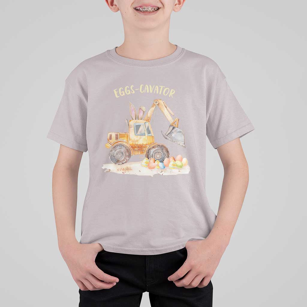 Funny Easter Day Excavator T Shirt For Kid Eggs-Cavator Bunny Construction Trucks