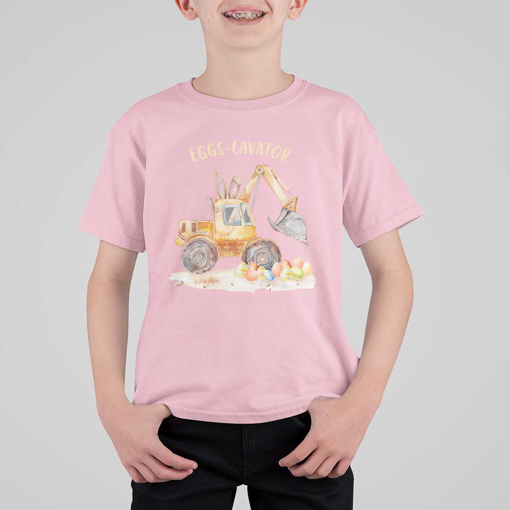 Funny Easter Day Excavator T Shirt For Kid Eggs-Cavator Bunny Construction Trucks