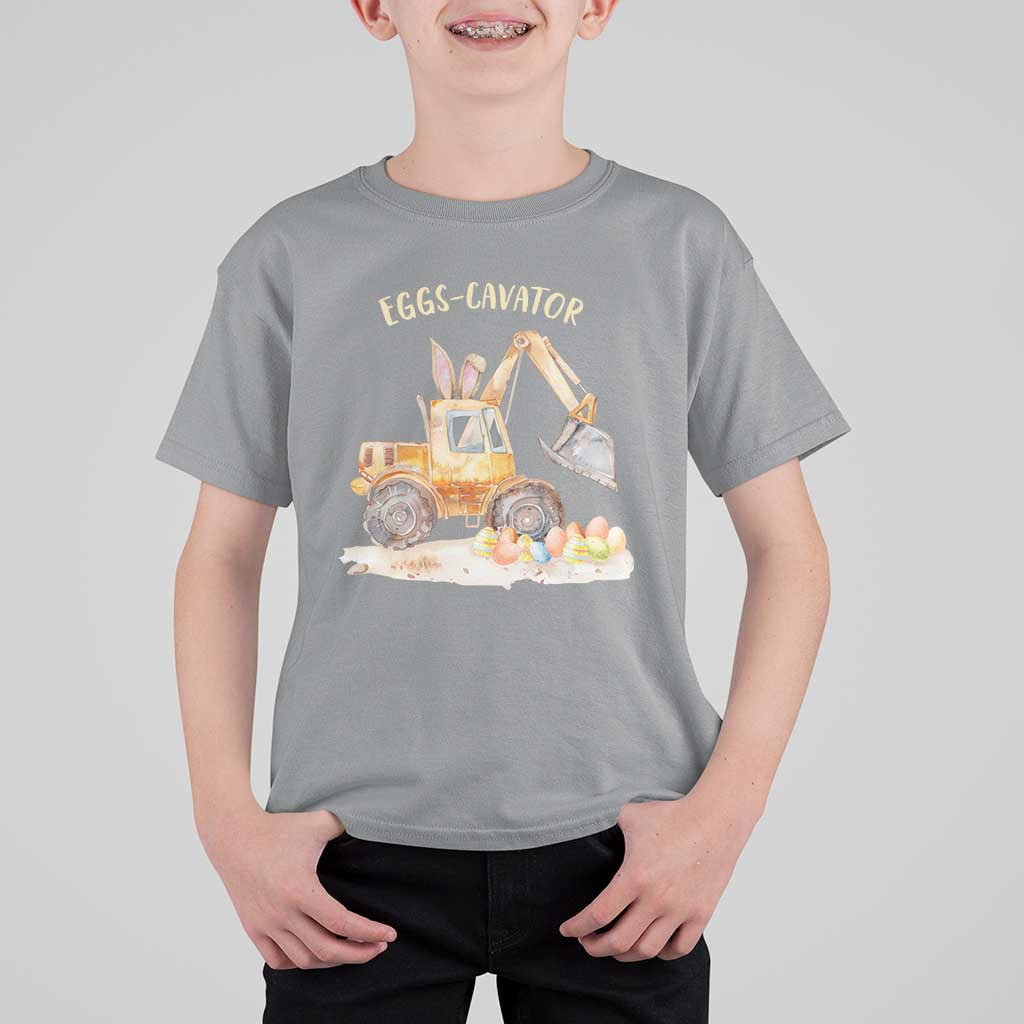 Funny Easter Day Excavator T Shirt For Kid Eggs-Cavator Bunny Construction Trucks
