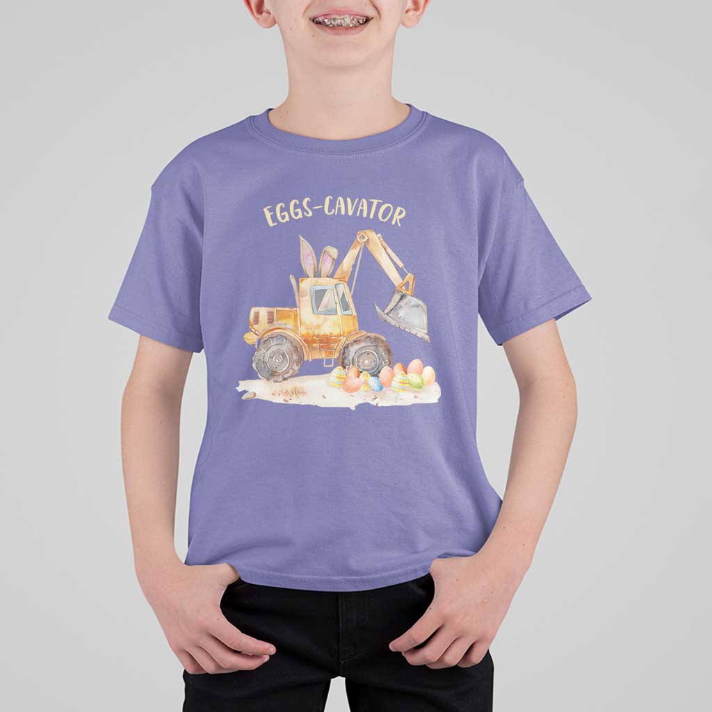 Funny Easter Day Excavator T Shirt For Kid Eggs-Cavator Bunny Construction Trucks