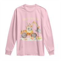 Funny Easter Day Excavator Long Sleeve Shirt Eggs-Cavator Bunny Construction Trucks
