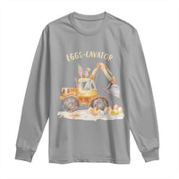 Funny Easter Day Excavator Long Sleeve Shirt Eggs-Cavator Bunny Construction Trucks