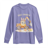 Funny Easter Day Excavator Long Sleeve Shirt Eggs-Cavator Bunny Construction Trucks