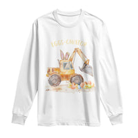 Funny Easter Day Excavator Long Sleeve Shirt Eggs-Cavator Bunny Construction Trucks