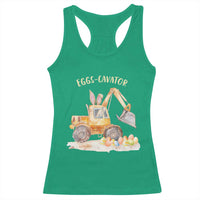 Funny Easter Day Excavator Racerback Tank Top Eggs-Cavator Bunny Construction Trucks