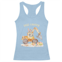 Funny Easter Day Excavator Racerback Tank Top Eggs-Cavator Bunny Construction Trucks
