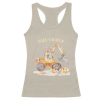 Funny Easter Day Excavator Racerback Tank Top Eggs-Cavator Bunny Construction Trucks