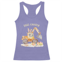 Funny Easter Day Excavator Racerback Tank Top Eggs-Cavator Bunny Construction Trucks