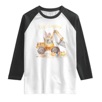 Funny Easter Day Excavator Raglan Shirt Eggs-Cavator Bunny Construction Trucks