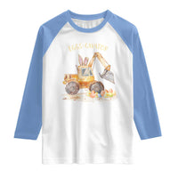 Funny Easter Day Excavator Raglan Shirt Eggs-Cavator Bunny Construction Trucks