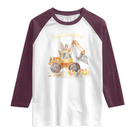 Funny Easter Day Excavator Raglan Shirt Eggs-Cavator Bunny Construction Trucks