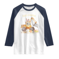 Funny Easter Day Excavator Raglan Shirt Eggs-Cavator Bunny Construction Trucks