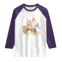 Funny Easter Day Excavator Raglan Shirt Eggs-Cavator Bunny Construction Trucks