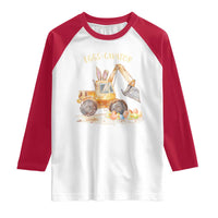 Funny Easter Day Excavator Raglan Shirt Eggs-Cavator Bunny Construction Trucks