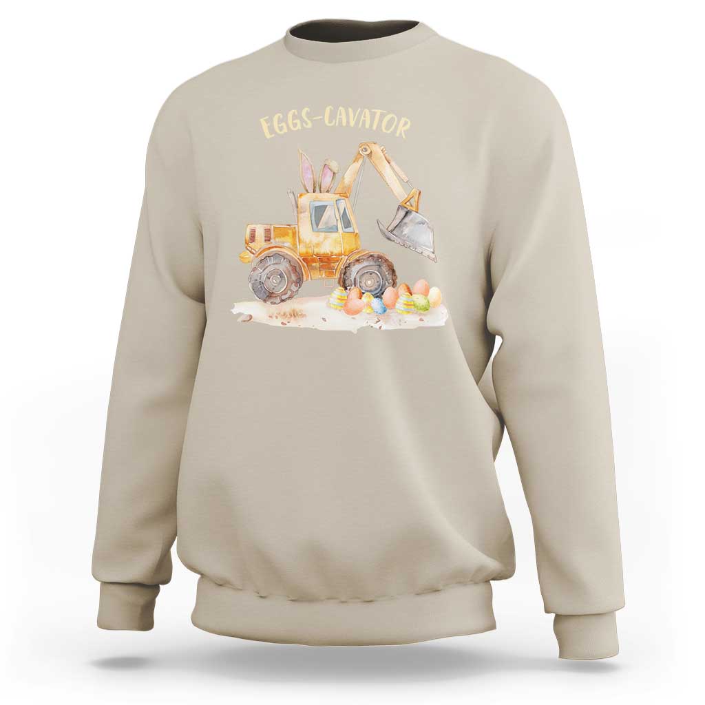 Funny Easter Day Excavator Sweatshirt Eggs-Cavator Bunny Construction Trucks
