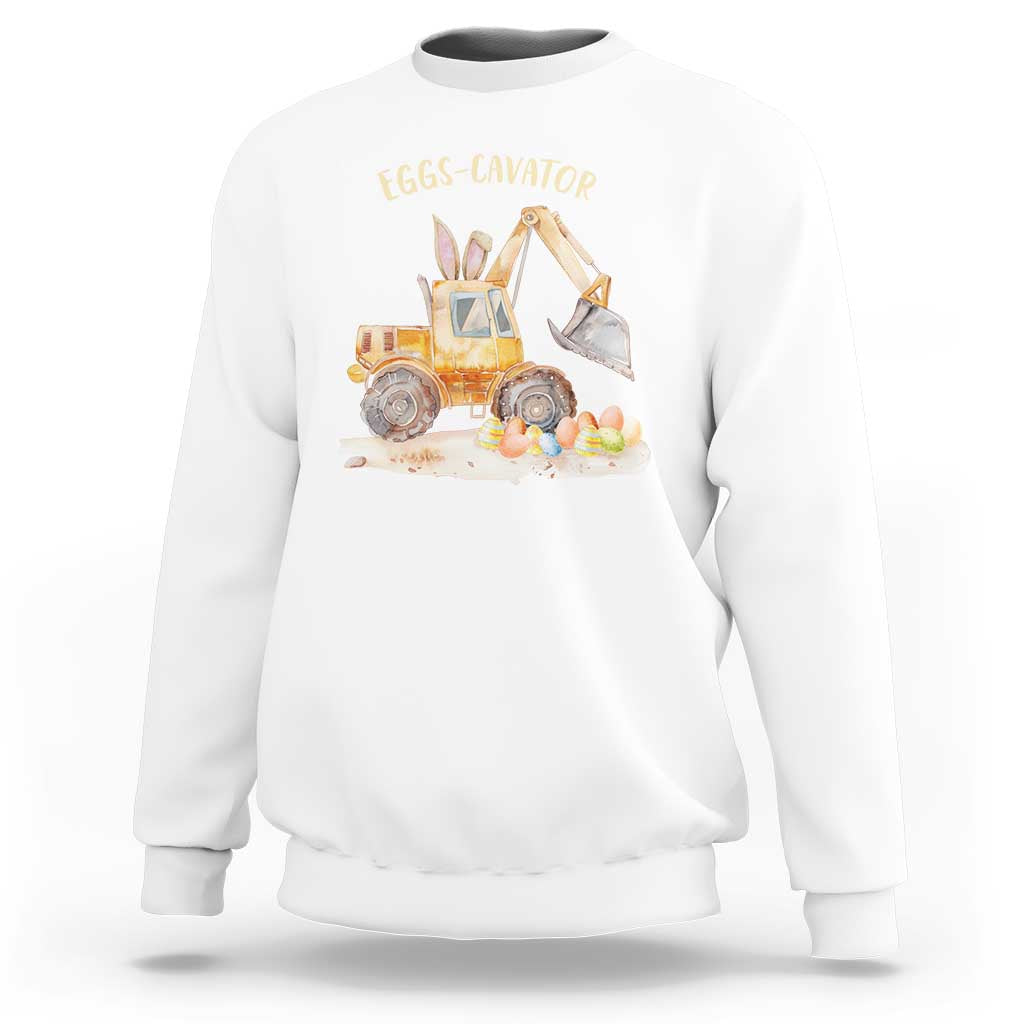 Funny Easter Day Excavator Sweatshirt Eggs-Cavator Bunny Construction Trucks