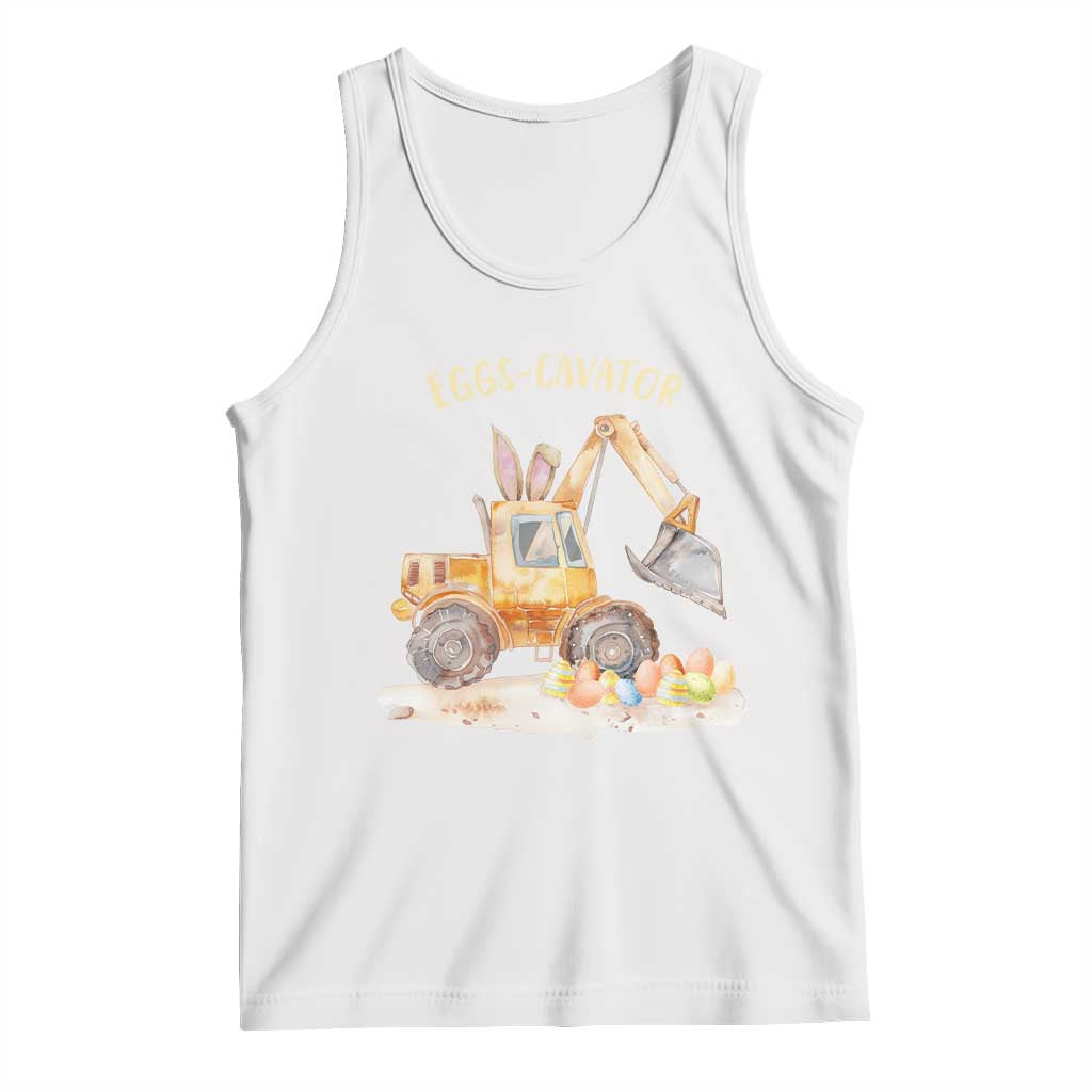Funny Easter Day Excavator Tank Top Eggs-Cavator Bunny Construction Trucks