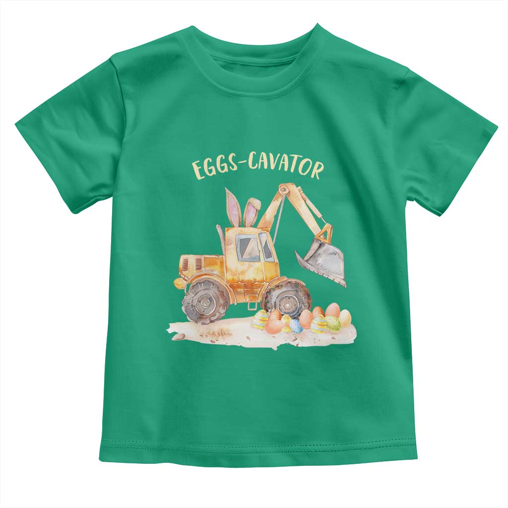 Funny Easter Day Excavator Toddler T Shirt Eggs-Cavator Bunny Construction Trucks