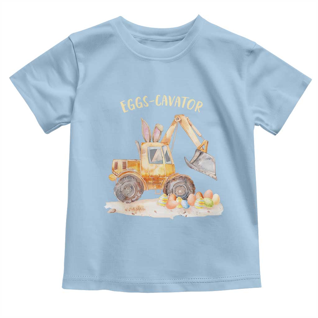 Funny Easter Day Excavator Toddler T Shirt Eggs-Cavator Bunny Construction Trucks