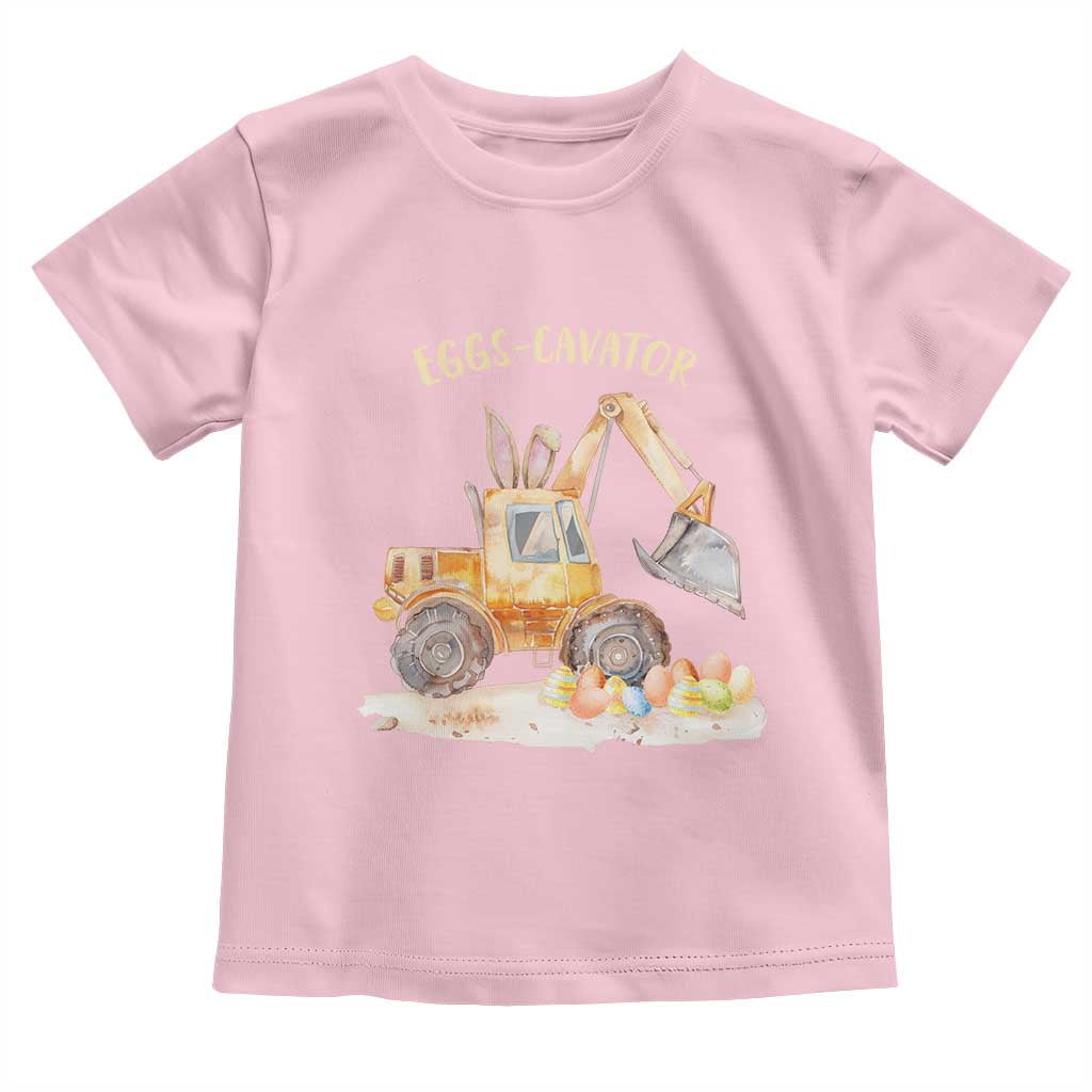 Funny Easter Day Excavator Toddler T Shirt Eggs-Cavator Bunny Construction Trucks