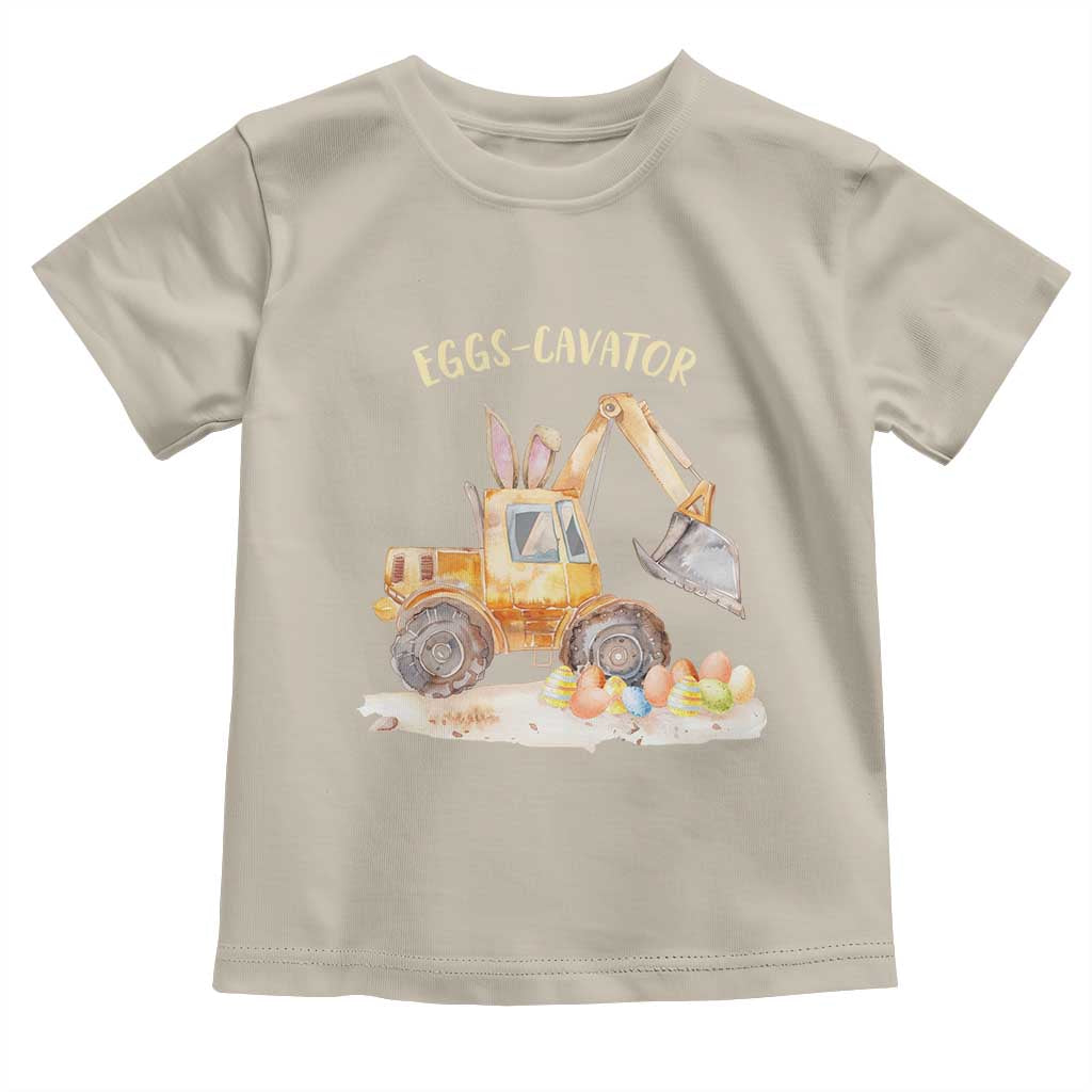 Funny Easter Day Excavator Toddler T Shirt Eggs-Cavator Bunny Construction Trucks