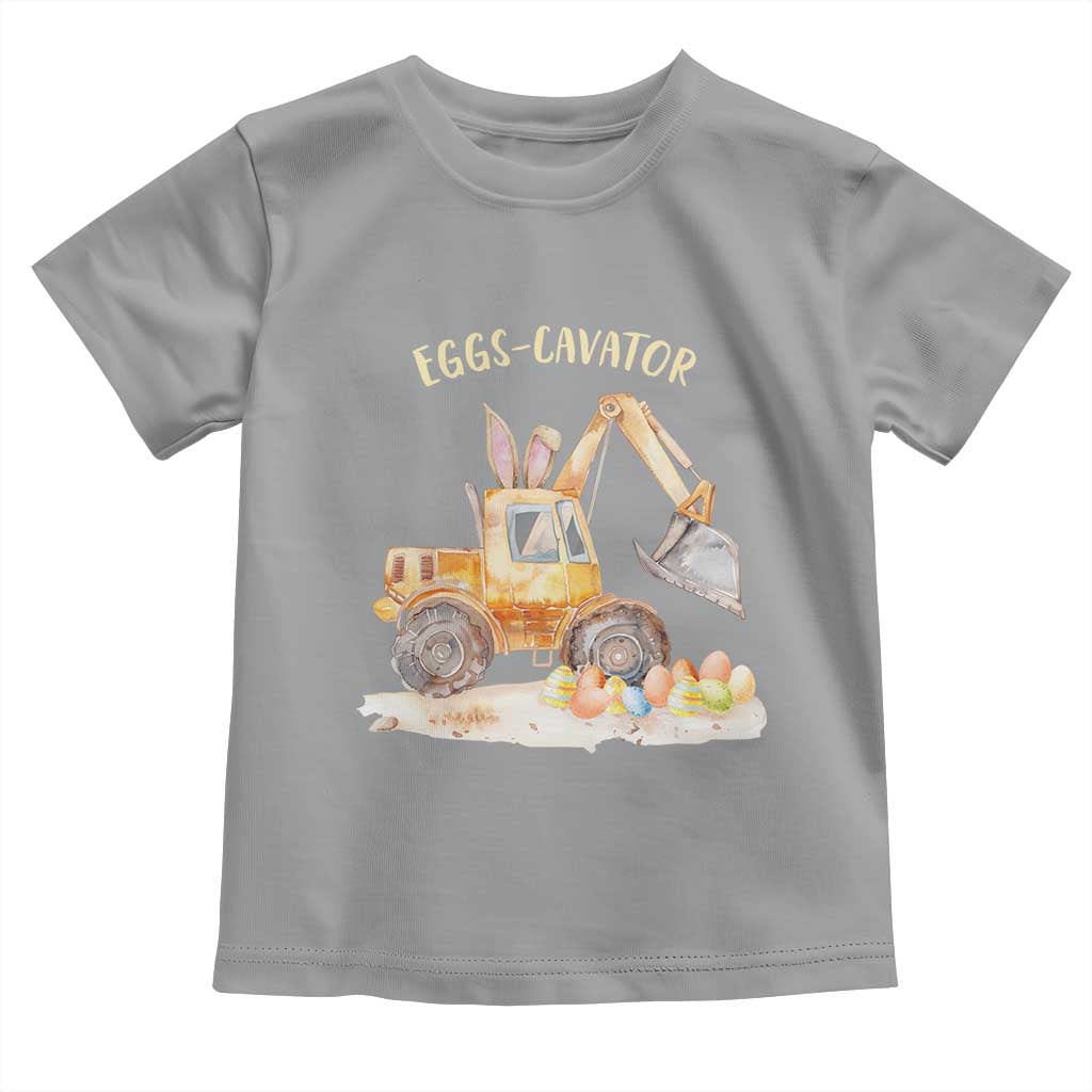 Funny Easter Day Excavator Toddler T Shirt Eggs-Cavator Bunny Construction Trucks