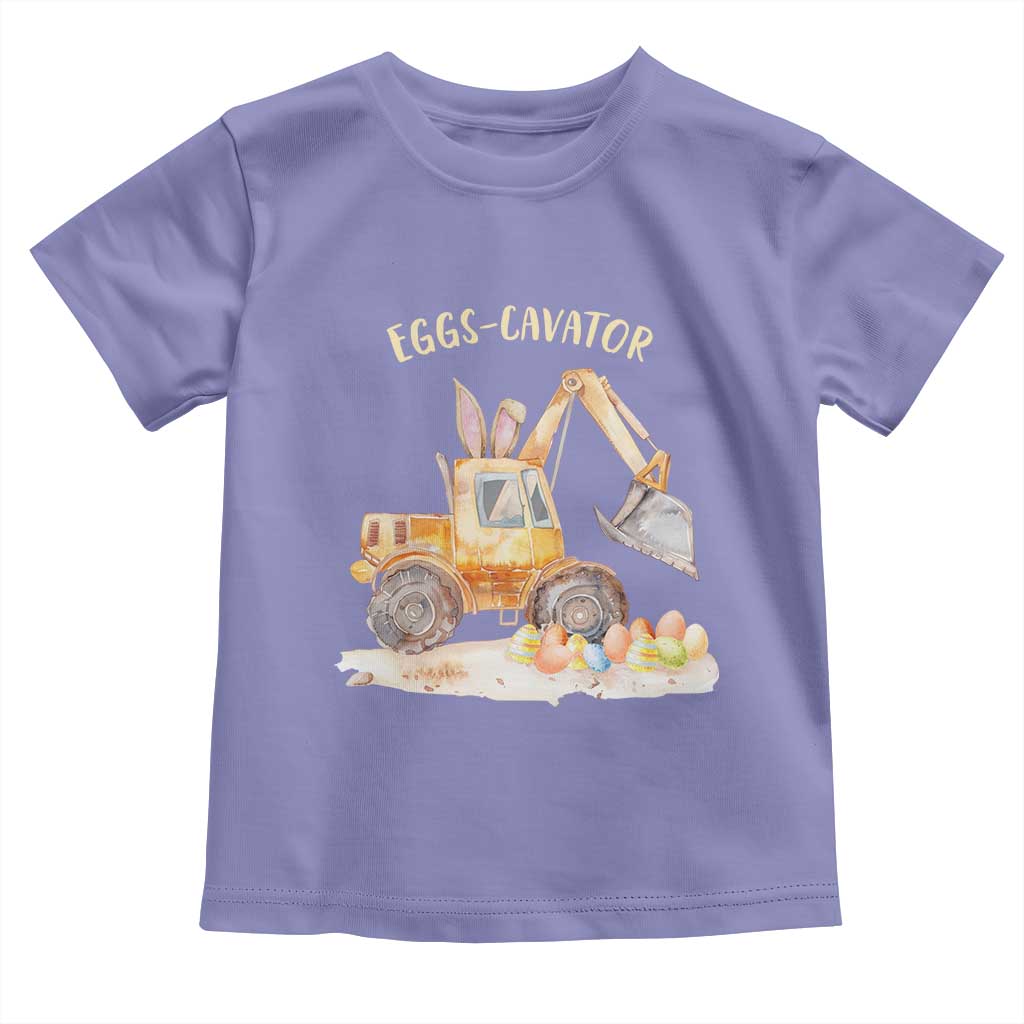 Funny Easter Day Excavator Toddler T Shirt Eggs-Cavator Bunny Construction Trucks