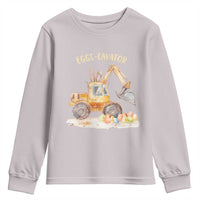 Funny Easter Day Excavator Youth Sweatshirt Eggs-Cavator Bunny Construction Trucks