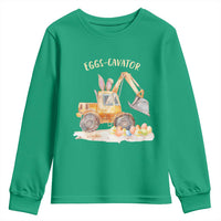 Funny Easter Day Excavator Youth Sweatshirt Eggs-Cavator Bunny Construction Trucks