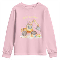 Funny Easter Day Excavator Youth Sweatshirt Eggs-Cavator Bunny Construction Trucks