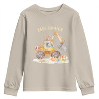 Funny Easter Day Excavator Youth Sweatshirt Eggs-Cavator Bunny Construction Trucks