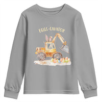 Funny Easter Day Excavator Youth Sweatshirt Eggs-Cavator Bunny Construction Trucks