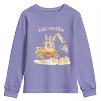 Funny Easter Day Excavator Youth Sweatshirt Eggs-Cavator Bunny Construction Trucks