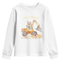Funny Easter Day Excavator Youth Sweatshirt Eggs-Cavator Bunny Construction Trucks