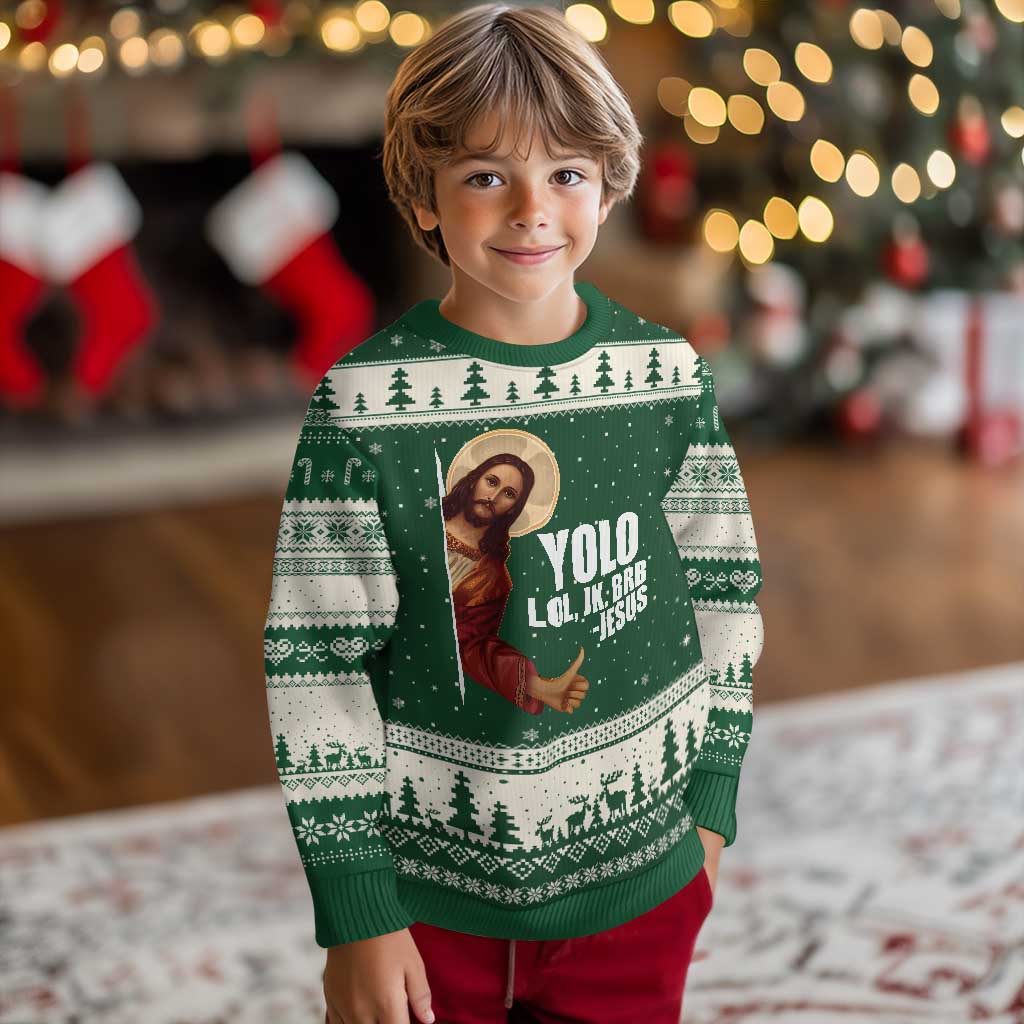 Funny Resurrection Christians Easter Day Ugly Christmas Sweater YOLO LOL JK BRB Jesus - Wonder Print Shop