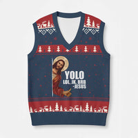 Funny Resurrection Christians Easter Day V-Neck Knit Sweater Vest YOLO LOL JK BRB Jesus - Wonder Print Shop