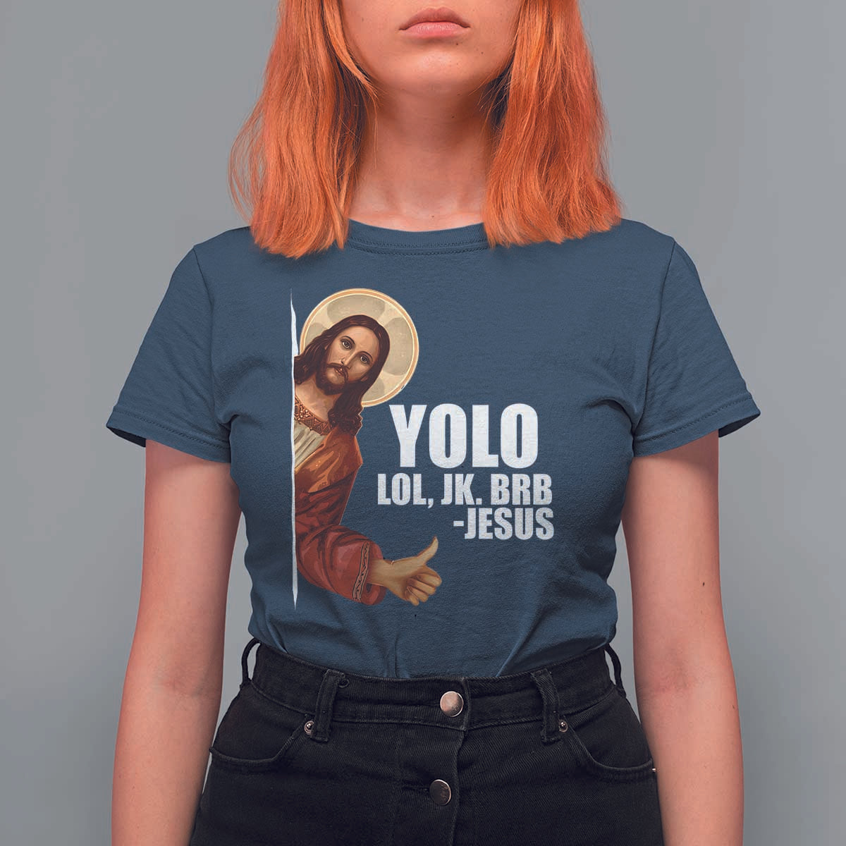 Funny Resurrection Christians Easter Day T Shirt For Women YOLO LOL JK BRB Jesus